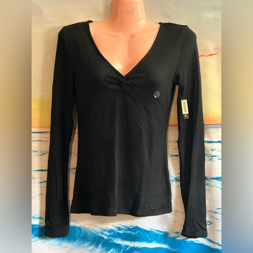 Aeropostale Seriously Soft Live Love Dream Womens Black Long Sleeve Sleep Top MD